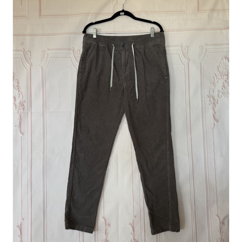 Vuori Optimist Pants Mens Sz L Gray Corduroy Drawstring Stretch Cotton V440